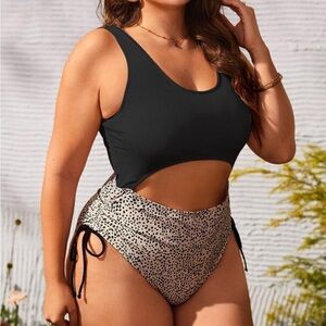 Ribbed leopard cut out tank swimsuit ⭐️new⭐️ NWT